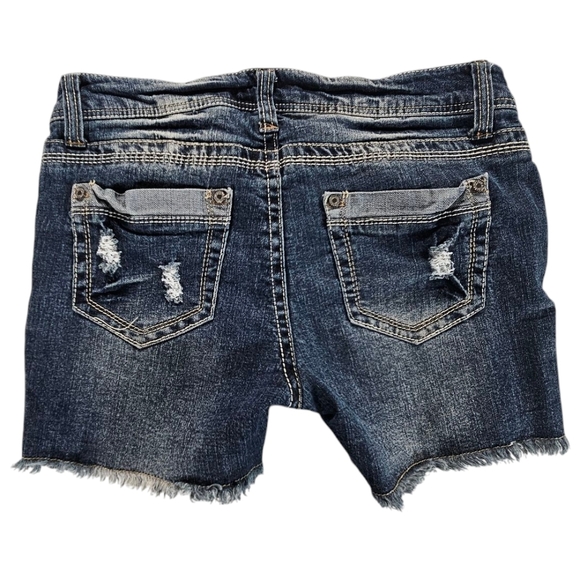 Wallflower Women's Blue Distressed Denim Shorts Size 11 - Picture 2 of 5
